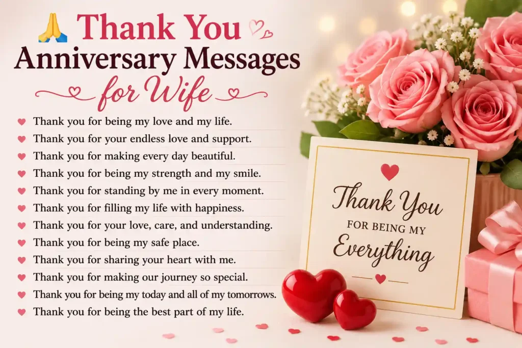 Thank You Anniversary Messages for Wife